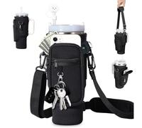 Porta Bottiglia d'Acqua Per Stanley Cup 40oz, Stanley Cup Accessori,Con Scomparto Per Cellulare e Portachiavi Tracolla Regolabile Cup Accessori Per Escursioni Viaggi Campeggio (Nero)