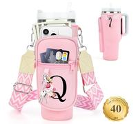 Porta bottiglia d'acqua personalizzato con cinghia per accessori Stanley Cup 1.134 g, borsa per il trasporto iniziale con tasca per cellulare, ideale come regalo per il Ringraziamento/Natale/Capodanno