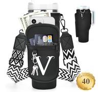 Porta bottiglia d'acqua personalizzato con cinghia per accessori Stanley Cup 1.134 g, borsa per il trasporto iniziale con tasca per cellulare, ideale come regalo per il Ringraziamento/Natale/Capodanno