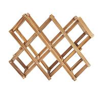 Porta Bottiglia di Vino da Tavolo, Portabottiglie Pieghevole in Legno per Bottiglie di Vino e Birra, Supporto per Bottiglia Decorativa per Cucina e Bar (10 Bottiglie)