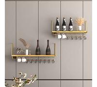 Porta bottiglia di vino montato su raccapricciante - supporto per il display appeso - Scaffali a parete in legno massiccio in ferro battuto - Pianto di stoccaggio della cucina - ripiani galleggianti