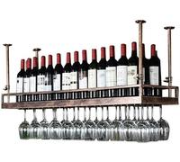 Porta bottiglia di vino sospeso a soffitto, calice per calice a stelo rivolta a testa in giù per la decorazione del supporto in vetro per le cucine dei ristoranti, bronzo, 120 × 35 cm Made in China