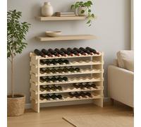Porta Bottiglie Cantinetta Legno di Pino 6Piani 60 Scomparti 110x30x80cm CasaBar
