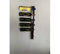 Porta Bottiglie da Parete, 7 Bottiglie a SINISTRA, Metallo Verniciato Corten, 70 x 5,5 x 8 cm, Montaggio a Parete, Stile Moderno