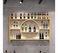 Porta Bottiglie Da Vino Portabottiglie Da Parete Con Ripiano Espositivo, Mensola Per Vino Industriale Calice E Portabicchieri, Vetrinetta Pensile Da Parete, Espositore Creativo Per Vino Da Parete. ( C