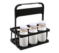 Porta bottiglie di latte pieghevole, espositore per bottiglie di birra, portabicchieri con manico, 6 fori, per casa e cucina, supporto per bottiglie di vino, latte, succhi di frutta, caffè, birra