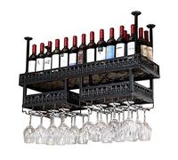 Porta bottiglie di vino e bicchieri da appendere al soffitto, in metallo, per bar, cucina e sala da pranzo, elegante soluzione per riporre il vino nero