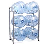 Porta brocca d'acqua da 5 galloni, scaffale staccabile a 3 livelli per 6 bottiglie, ripiani portaoggetti per ufficio e uso domesticoArgentoModerno