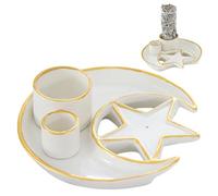 Porta-bruciatore di salvia, bruciatore di incenso in ceramica con stella a cinque punte resistente al calore, elegante supporto per Palo Santo per la meditazione, yoga, decorazioni Zen, incentivi per