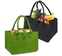 Porta Buste Spesa XL 1 Grigio 1 Verde Mobile Portalegna da Interno Borsa Legna per Camino Porta Pellet - Cestino Spesa Porta Coperte da Salotto Cestello Portabottiglie Cesto Biancheria