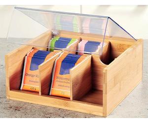 PORTA BUSTINE CONTENITORE DA THE TE TEA TISANE BAMBOO 6 SCOMPARTI THE'