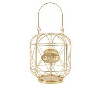 Porta-caffè in capsule per piano di lavoro della, cestino per la conservazione delle capsule di caffè con base pesante, accessorio da bar per caffè tipo gabbia in ferro per (Oro)