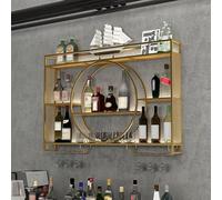 Porta Calici Da Parete,porta Bottiglie A Soffitto Cantinetta Vino Da Parete Porta Bottiglie Di Vino Da Parete Con Ripiano Espositivo Vetrinetta Pensile Da Parete(Size:100cm,Color:Oro)