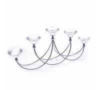 Porta candela candeliere a 5 bugia candelabro cristallo e acciaio modenno elegan