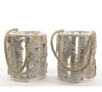 Porta Candela in Legno Intagliato e vetro Addobbi Decorazioni Natalizie natale