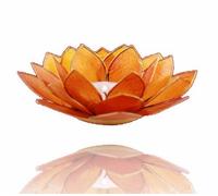 Porta Candela Loto 2° Chakra Arancio Bordi Oro