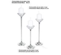 Porta candele cristallo ad uno stelo con fiore Misura Media cm h 22 uno stelo K9 idea per bomboniera trasparente