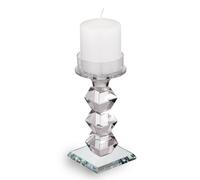 Porta candele cristallo ad uno stelo Misura Grande 10x10xh22 cm uno stelo K9 idea per bomboniera trasparente