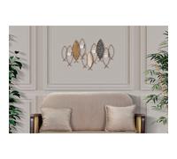 Porta candele da Muro in Metallo dorato design serie di Pesci FISH 60x14xh 56 cm design serie di Pesci 4 candele multicolor. oro