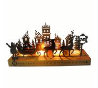 Porta Candele Natalizie, Portacandele per Corona Avvento con 24 Calendario Avvento, Candelabri Natalizi Metallo Legno, Centrotavola Natalizio Moderno26 x 9,5 x 13 cm