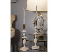 Porta Candele set due pezzi SHUTTLE CREMA CM Ø 10x h 25-10x h33,5 sfere e dischi colore Crema crema
