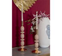 Porta Candele set due pezzi SHUTTLE CREMA CM Ø 10x h 25-10x h33,5 sfere e dischi colore PINK rosa