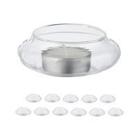 Relaxdays Vasetti Portacandele Galleggianti, Set 12, Porta Candele e Lumini da Acqua, HxD 3,5 x 8 cm, Vetro, Trasparente, 3.5 x 8 x 8 cm