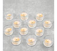 Porta candele vetro, bicchieri per candele, vasetti vetro per candele, vasetti per candele fai da te, Clear Tea Light - Portacandele in vetro, 12 pezzi