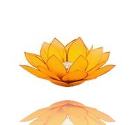 Porta candelina a forma di fiore di loto, realizzato con dischetti di madreperla, in vari colori (corrispondenti ai chakra), ø 13,5 cm, Gelb Goldrand