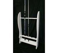 Porta canne da pesca in legno colore bianco 5 posti supporto espositore canna
