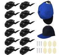 Porta Cappelli da Parete, 16 Pezzi Porta Cappelli Autoadesivo, Organizzatore di Cappelli, Ideale per Cappelli, Berretti e Accessori (Nero)