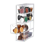 Porta Capsule Caffè con 4 Cassetti Trasparenti - Porta Cialde per Nespresso, Dolce Gusto, Lavazza A Modo Mio - Organizer Salvaspazio per Cucina e Ufficio, Ideale per Amanti del Caffè