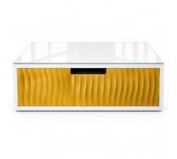 Porta Capsule Caffè con Cassetto 3 Scomparti, Organizer Coffee Station con Piano in Vetro, Portacialde Salvaspazio per Capsule e Accessori, Contenitore Angolo Caffè 30x30x10 cm onde (ORO) (ORO)
