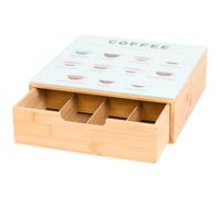 Porta Capsule da Caffè in BAMBU' Cassetto Estraibile, Supporto Macchina Copertura Vetro, Struttura in Bamboo, Misura 30x30x10 cm, UNIVERSALE Compatibile Tutte le Cialde (VETRO FANTASY)