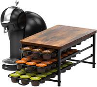 Porta capsule di caffè per Dolce Gusto con effetto legno, stile vintage, 3 ripiani con 45 capsule, organizer in metallo salvaspazio per piccole cucine