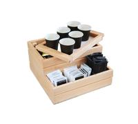 Porta Capsule e Cialde in Legno, Organizzatore Caffè, Coperchio Vassoio Estraibile, Vano + 3 Scomparti