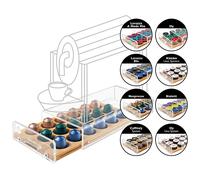 MACOM Just Kitchen 836 Mini Space Coffee Dispenser Portacapsule Universale per Macchine caffè, 18 Capsule, cassetto in Legno