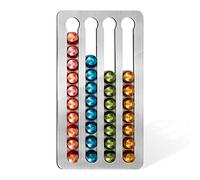 Porta Capsule Nespresso Adesivo in Acciaio per 40 Cialde, 40.6x21.8cm, Compatibile con Linea Originale, Ideale per Muri/Cucine - Installazione Senza Foratura