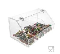Porta caramelle confezionate in plexiglass trasparente e colorato a cassetti 3 scomparti con sportello - Misure: 37x20x H17 cm trasparente