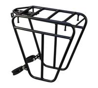 Porta cargo in bicicletta, portabiciclette anteriore, carico in acciaio pesante con asta di collegamento regolabile per bagagli, cestino anteriore