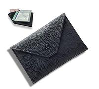 Porta carta auto in pelle con 2 custodie protegi per carte grigie e e permessi, porta documenti per veicoli con deposito assicurazione e vignette, Bonus: blocco RFID WalStart, nero, 15,5x10cm