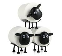Porta carta igienica a forma di pecora (set da 3) - Divertente porta carta igienica per rotoli da circa 40 mm - decorazione da bagno impilabile (nero)