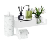 Porta Carta Igienica Bagno con Scatola per Salviettine Umidificate, Autoadesiva, Porta Rotolo da Muro per Cucina, Bianco