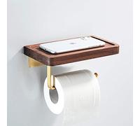Porta carta igienica con mensola Porta cellulare, portarotolo carta igienica in legno moderno Costruzione in ottone, portacartaigienica fazzoletti porta rotolo Accessori da bagno a parete