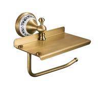 Porta carta igienica con ripiano per telefono, porta rotolo di carta igienica da bagno, in ottone bronzo anticato, accessori da parete per il bagno, design in porcellana