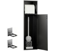 Porta Carta Igienica da Incasso, Nicchia in Acciaio Inox 304 con due Ripiani per Riporre la Carta Igienica e lo Scopino del WC nel Bagno