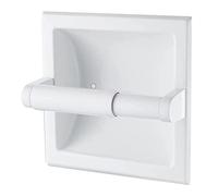 Porta carta igienica da incasso per il bagno, installazione a parete, in acciaio inox, bianco