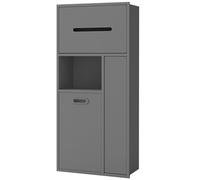Porta carta igienica da parete in acciaio inox e bidone della spazzatura con spazzola integrata, salvaspazio, per bagno, cucina, ufficio, grigio, 30 x 65 x 14 cm