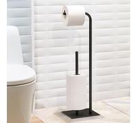 Porta Carta Igienica da Terra, Piantana Portarotolo Porta Carta Igienica Nero, Portarotolo Carta Igienica per WC, Comoda piantana bagno per carta igienica, in Piedi