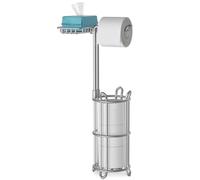 Porta Carta Igienica da Terra, Portarotolo da cucina sotto Colonna bagno porta rotolo dispenser supporto moderno,con scatola salviettine umidificate, a prova di ruggine,può contenere 4 rotoli, nero